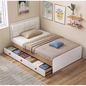 Giường ngủ bọc nệm đầu giường gỗ MDF GHS-9284